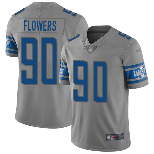 Detroit Lions Limited Gray Men Trey Flowers Jersey NFL Football #90 Inverted Legend->detroit lions->NFL Jersey